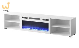 Szafka RTV POLO 180x33x39 biały + kominek biały