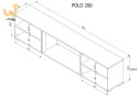 Szafka RTV POLO 180x33x39 biały + kominek biały