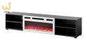 Szafka RTV POLO 180x33x39 czarny + kominek biały