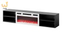 Szafka RTV POLO 180x33x39 czarny + kominek biały