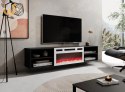 Szafka RTV POLO 180x33x39 czarny + kominek biały