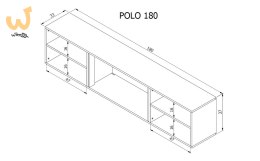 Szafka RTV POLO 180x33x39 czarny + kominek czarny