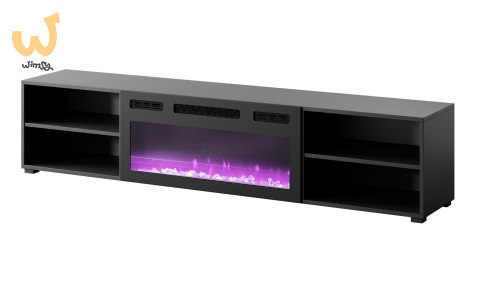 Szafka RTV POLO 180x33x39 czarny + kominek czarny Szafka RTV POLO 180x33x39 czarny + kominek czarny