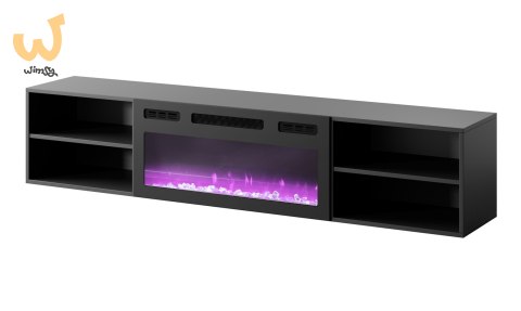 Szafka RTV POLO 180x33x39 czarny + kominek czarny Szafka RTV POLO 180x33x39 czarny + kominek czarny