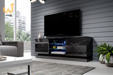 Szafka RTV QIU 160 MDF czarny połysk/czarny połysk Szafka RTV QIU 160 MDF czarny połysk/czarny połysk