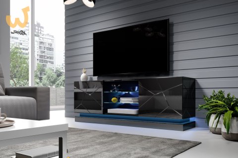 Szafka RTV QIU 160 MDF czarny połysk/czarny połysk Szafka RTV QIU 160 MDF czarny połysk/czarny połysk