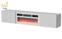Szafka RTV ROTA 183x35x37 biały mat + biały kominek