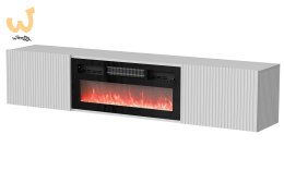 Szafka RTV ROTA 183x35x37 biały mat + czarny kominek