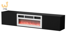 Szafka RTV ROTA 183x35x37 czarny mat + biały kominek