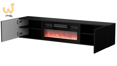 Szafka RTV ROTA 183x35x37 czarny mat + czarny kominek Szafka RTV ROTA 183x35x37 czarny mat + czarny kominek