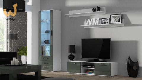 Szafka RTV SOHO 140 biały/ szary połysk Szafka RTV SOHO 140 biały/ szary połysk