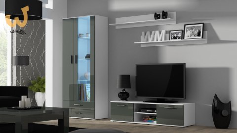 Szafka RTV SOHO 140 biały/ szary połysk Szafka RTV SOHO 140 biały/ szary połysk