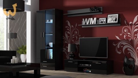 Szafka RTV SOHO 140 czarny/ czarny połysk Szafka RTV SOHO 140 czarny/ czarny połysk