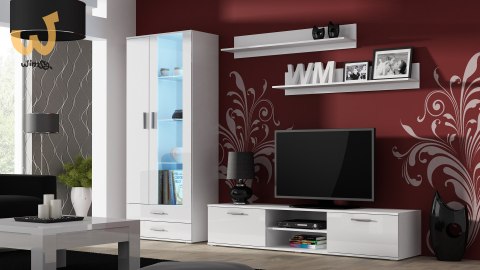 Szafka RTV SOHO 180 biały/ biały połysk Szafka RTV SOHO 180 biały/ biały połysk