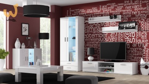 Szafka RTV SOHO 180 biały/ biały połysk Szafka RTV SOHO 180 biały/ biały połysk