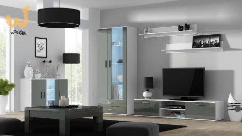 Szafka RTV SOHO 180 biały/ szary połysk Szafka RTV SOHO 180 biały/ szary połysk
