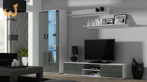 Szafka RTV SOHO 180 biały/ szary połysk Szafka RTV SOHO 180 biały/ szary połysk