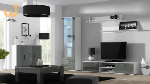 Szafka RTV SOHO 180 biały/ szary połysk Szafka RTV SOHO 180 biały/ szary połysk