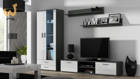 Szafka RTV SOHO 180 szary/ biały połysk Szafka RTV SOHO 180 szary/ biały połysk