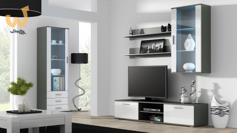 Szafka RTV SOHO 180 szary/ biały połysk Szafka RTV SOHO 180 szary/ biały połysk