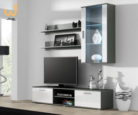 Szafka RTV SOHO 180 szary/ biały połysk Szafka RTV SOHO 180 szary/ biały połysk