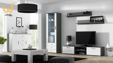 Szafka RTV SOHO 180 szary/ biały połysk Szafka RTV SOHO 180 szary/ biały połysk