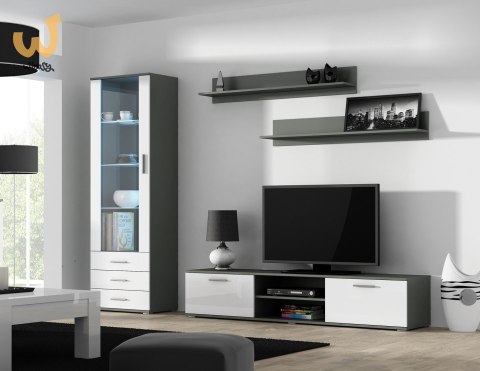 Szafka RTV SOHO 180 szary/ biały połysk Szafka RTV SOHO 180 szary/ biały połysk