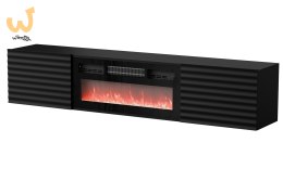Szafka RTV TULA 183x35x37 czarny mat + czarny kominek