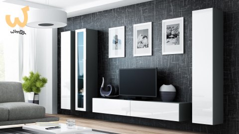 Szafka RTV VIGO '180' 30/180/40 szary/biały połysk Szafka RTV VIGO '180' 30/180/40 szary/biały połysk