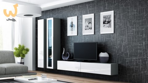 Szafka RTV VIGO '180' 30/180/40 szary/biały połysk Szafka RTV VIGO '180' 30/180/40 szary/biały połysk