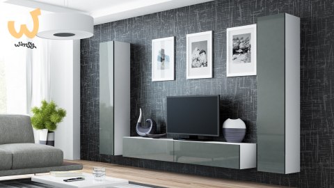 Szafka RTV VIGO '180' 30/180/40 szary/biały połysk Szafka RTV VIGO '180' 30/180/40 szary/biały połysk