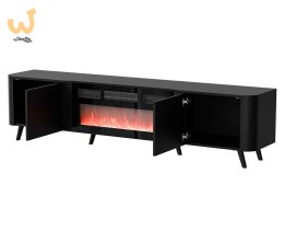 Szafka RTV VOLARE 200x39x49 czarny mat + kominek