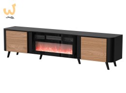 Szafka RTV VOLARE 200x39x49 czarny/orzech + kominek