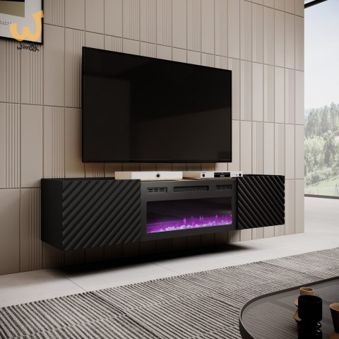 Szafka RTV z kominkiem elektrycznym ONDA 180x40x39-58 czarny (stojąca lub wisząca) Szafka RTV z kominkiem elektrycznym ONDA 180x40x39-58 czarny (stojąca lub wisząca)