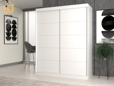 Szafa z drzwiami przesuwnymi i ozdobnymi szprosami IGA 160x61xH200 biel Szafa z drzwiami przesuwnymi i ozdobnymi szprosami IGA 160x61xH200 biel