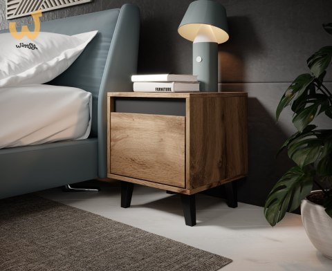 Szafka nocna NORD 2szt. 40x38xH45 dąb wotan/antracyt Szafka nocna NORD 2szt. 40x38xH45 dąb wotan/antracyt
