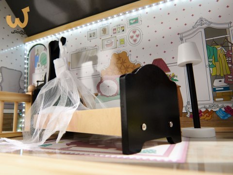 Domek dla lalek drewniany MDF mebelki 122cm XXL LED Domek dla lalek drewniany MDF mebelki 122cm XXL LED