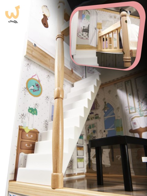 Domek dla lalek drewniany MDF mebelki 122cm XXL LED Domek dla lalek drewniany MDF mebelki 122cm XXL LED