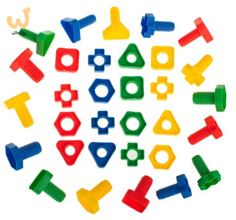 Klocki konstrukcyjne edukacyjne śruby montessori 30 elementów Klocki konstrukcyjne edukacyjne śruby montessori 30 elementów