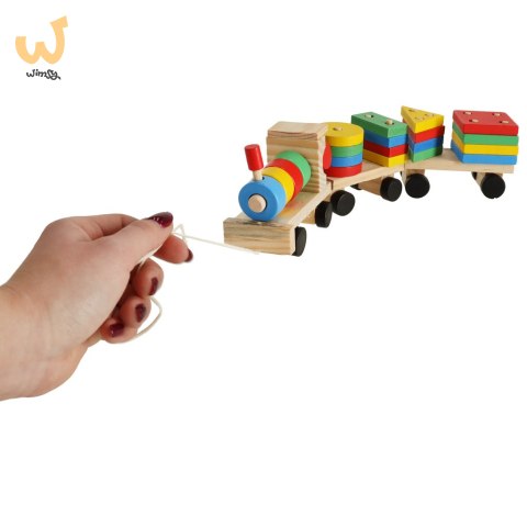 Kolejka pociąg lokomotywa klocki drewniane sorter układanka zręcznościowa 30cm Kolejka pociąg lokomotywa klocki drewniane sorter układanka zręcznościowa 30cm
