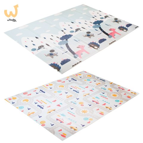 Mata edukacyjna dwustronna składana ulica las 177 x 198 x 1 cm Mata edukacyjna dwustronna składana ulica las 177 x 198 x 1 cm