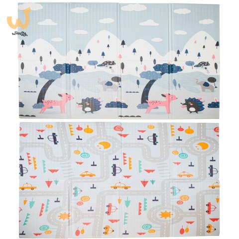 Mata edukacyjna piankowa dwustronna składana ulica las 177 x 158 cm Mata edukacyjna piankowa dwustronna składana ulica las 177 x 158 cm
