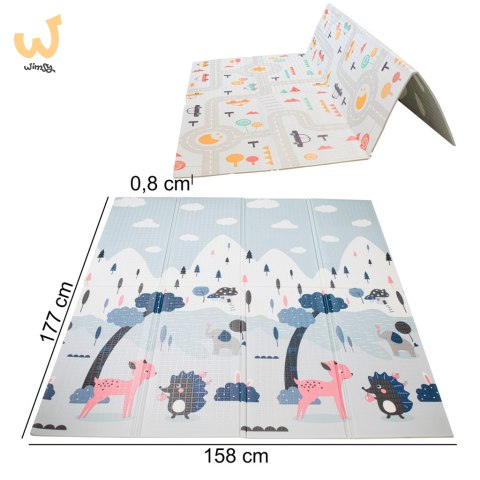 Mata edukacyjna piankowa dwustronna składana ulica las 177 x 158 cm Mata edukacyjna piankowa dwustronna składana ulica las 177 x 158 cm