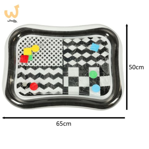 Mata wodna sensoryczna dmuchana dla niemowląt czarno-biała mix wzorów XXL 65x50 cm Mata wodna sensoryczna dmuchana dla niemowląt czarno-biała mix wzorów XXL 65x50 cm