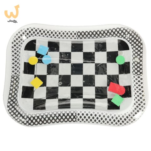 Mata wodna sensoryczna dmuchana dla niemowląt czarno-biała szachownica XXL 65x50 cm Mata wodna sensoryczna dmuchana dla niemowląt czarno-biała szachownica XXL 65x50 cm