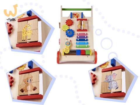 Pchacz chodzik drewniany kostka edukacyjna 6w1 Pchacz chodzik drewniany kostka edukacyjna 6w1