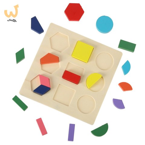 Układanka drewniana figury geometryczne nauka kształtów ułamków Układanka drewniana figury geometryczne nauka kształtów ułamków