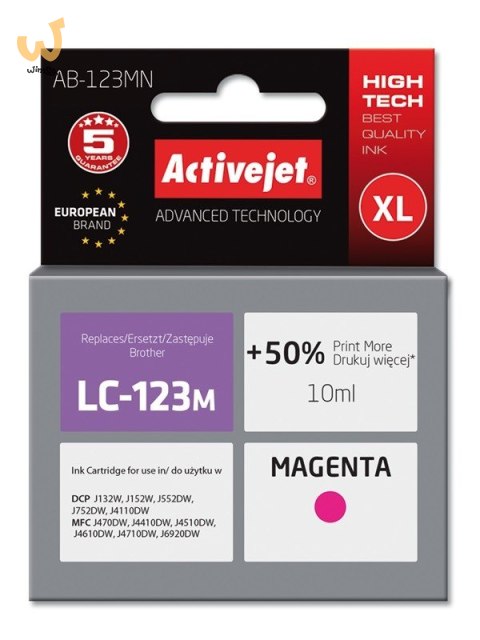 Activejet AB-123MN Tusz (zamiennik Brother LC123M/121M; Supreme; 10 ml; czerwony) Activejet AB-123MN Tusz (zamiennik Brother LC123M/121M; Supreme; 10 ml; czerwony)