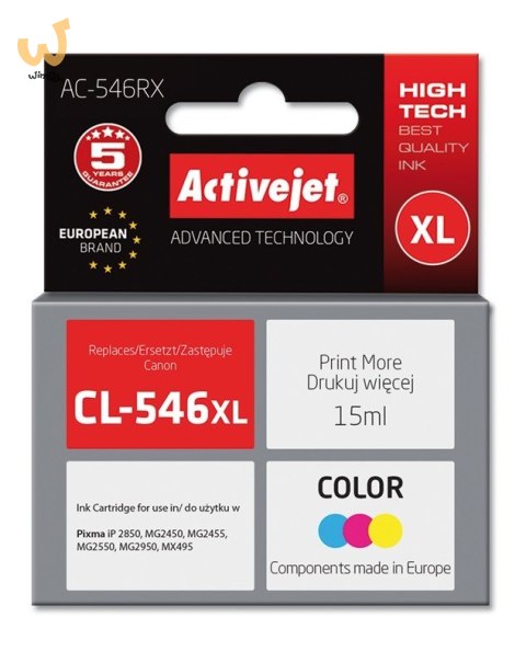 Activejet AC-546RX Tusz (zamiennik Canon CL-546XL; Premium; 15 ml; kolor) Activejet AC-546RX Tusz (zamiennik Canon CL-546XL; Premium; 15 ml; kolor)