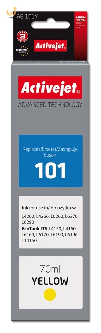Activejet AE-101Y Tusz (zamiennik Epson 101; Supreme; 70 ml; żółty) Activejet AE-101Y Tusz (zamiennik Epson 101; Supreme; 70 ml; żółty)